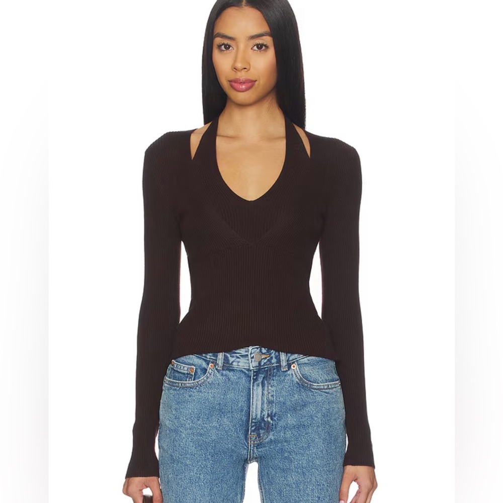 Heartloom Brown Ribbed Knit Top Size XS